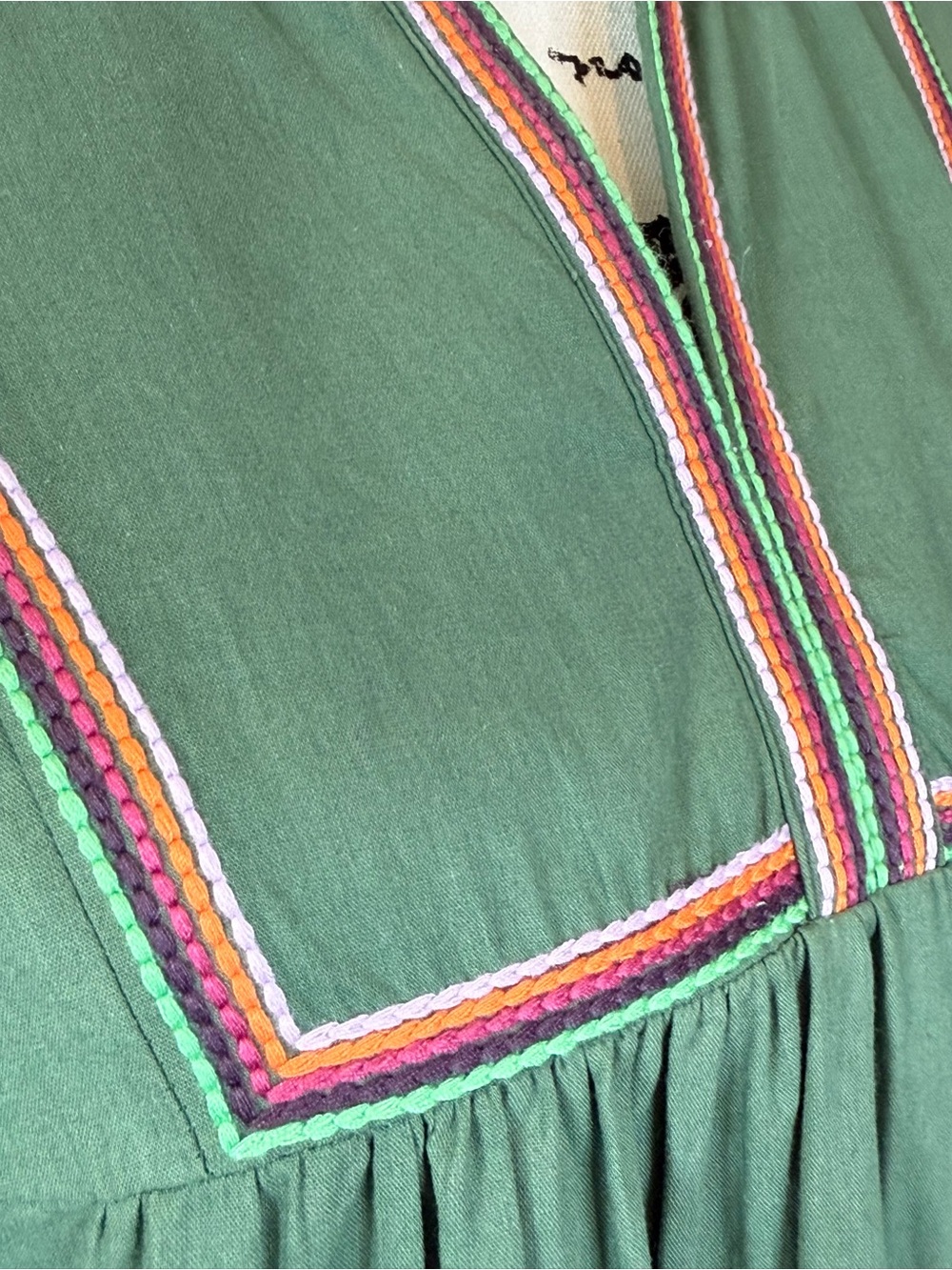 Pinch Meadow Tiered Mini Dress in Hunter Green, Embroidered Cotton. SMALL NWOT - Picture 8 of 17